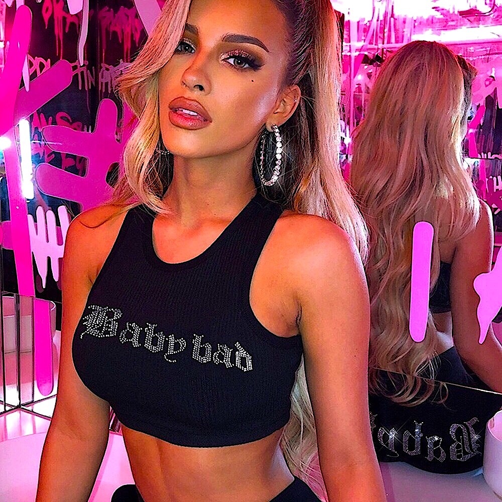 Black rhinestone💎 bad cropped tank top